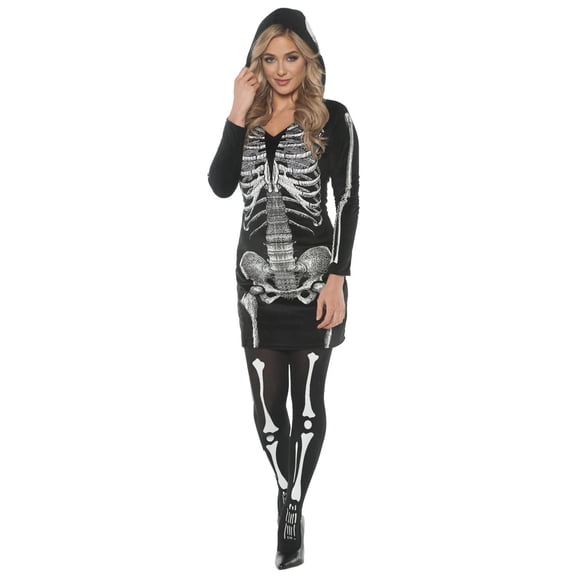 Under Wraps Skeleton Hoodie Women's Halloween Fancy-Dress Costume for Adult, S (4-6)