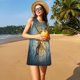 thumbnail image 3 of Balery Vintage Compass Vestidos de verano para mujer con estampado: vestido holgado sin mangas, vestido playero informal y cómodo para días calurosos., 3 of 7