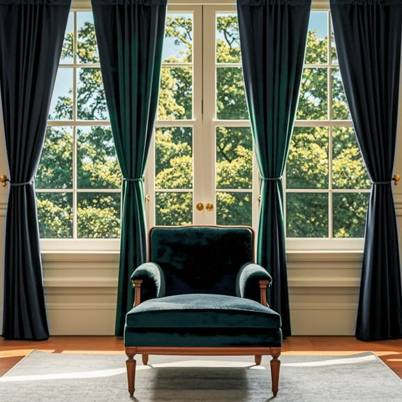 SMILETIME Black & Dark Green Back Tab Curtains, 4 Panels Set Rod Pocket & Pinch Pleat Design Light-Filtering & Thermal Insulation Ideal for Living Room, Bedroom & Office Windows