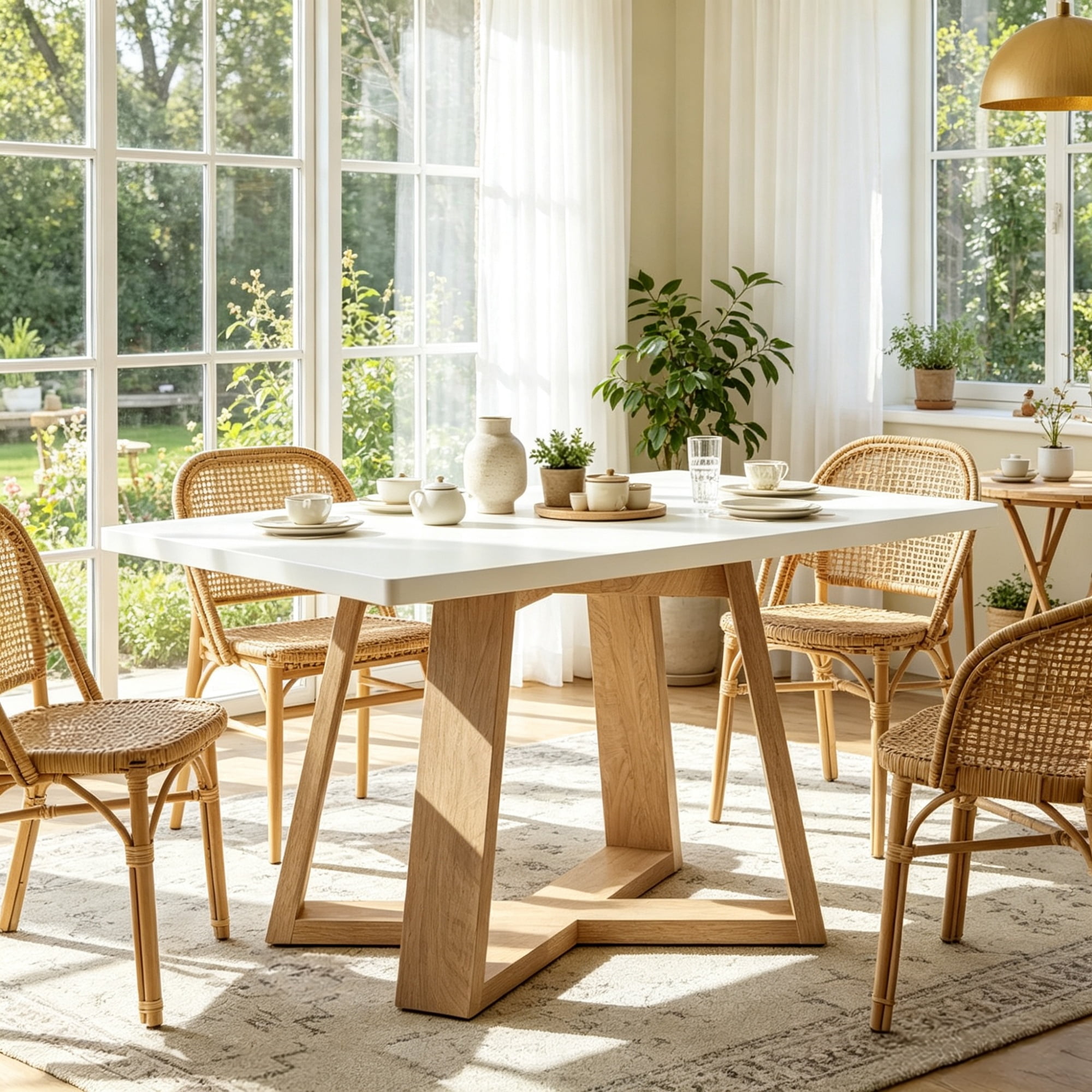 Modern 47 Inch Rectangular Dining Table, Kitchen Dinner Table Seats 4