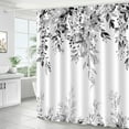 thumbnail image 2 of Dark Gray Eucalyptus Leaves Shower Curtain, Aesthetic Art Watercolor Plant Floral Leaf Bathroom Decor, Waterproof Fabric Shower Curtain Set with Hooks 72x72 Inches, 2 of 5