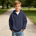 thumbnail image 5 of Hoodies for Boys Trendy Back to School Pullover Sweatshirts Casual Quarter Zip Waffle Knit Hoodie Kids Long Sleeve Hooded Shirts Loose Fit Tops Fall Winter Clothes 3-14 Years, 5 of 10