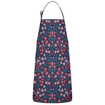 Pioneer Flower Floral Print Pattern Apron-Garden Aprons for Women with Pockets-Cotton Linen Waterproof Kitchen Cooking Gardening Aprons Adjustable for Kitchen,Cooking,BBQ and Salon 33x27 Inch