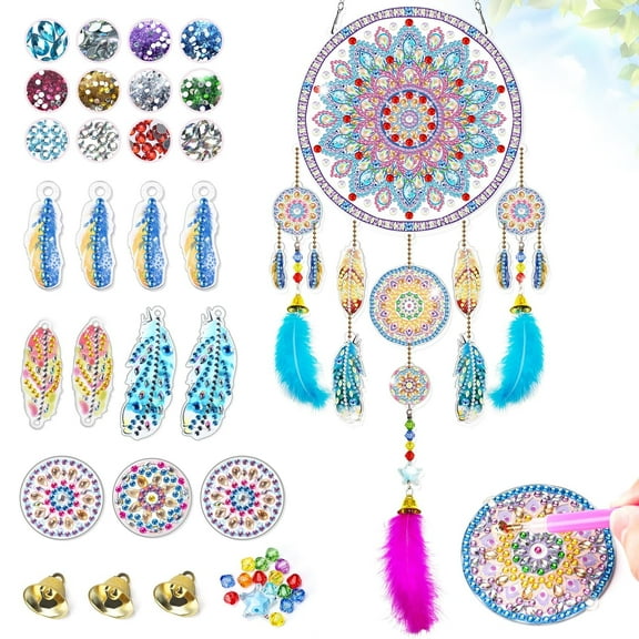 Girls Gifts 6-8-12 Years Old, Crafts for Kids 6-8 Diamond Art Toys for 5 7 8 9 10 Year Old Girl Gift Ideas Dream Catcher Kit Arts and Crafts for Kids Age 4-8 Girls Teen Birthday Presents Sun Catchers