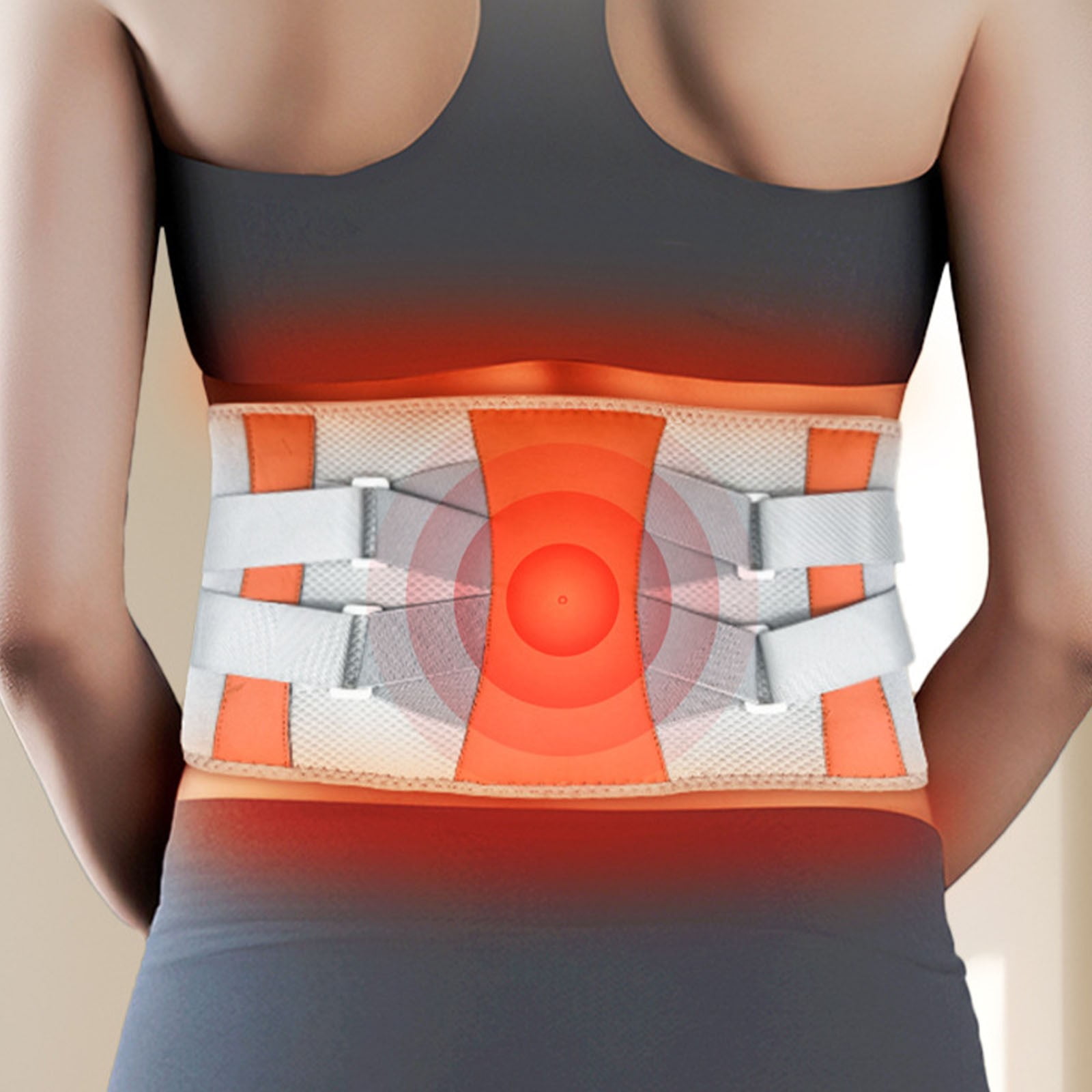Meiiso Blue Wireless Waist Massager Y9-A Heating Support Belt Red Light Rechargeable, Portable Back Massage Belt for Pain