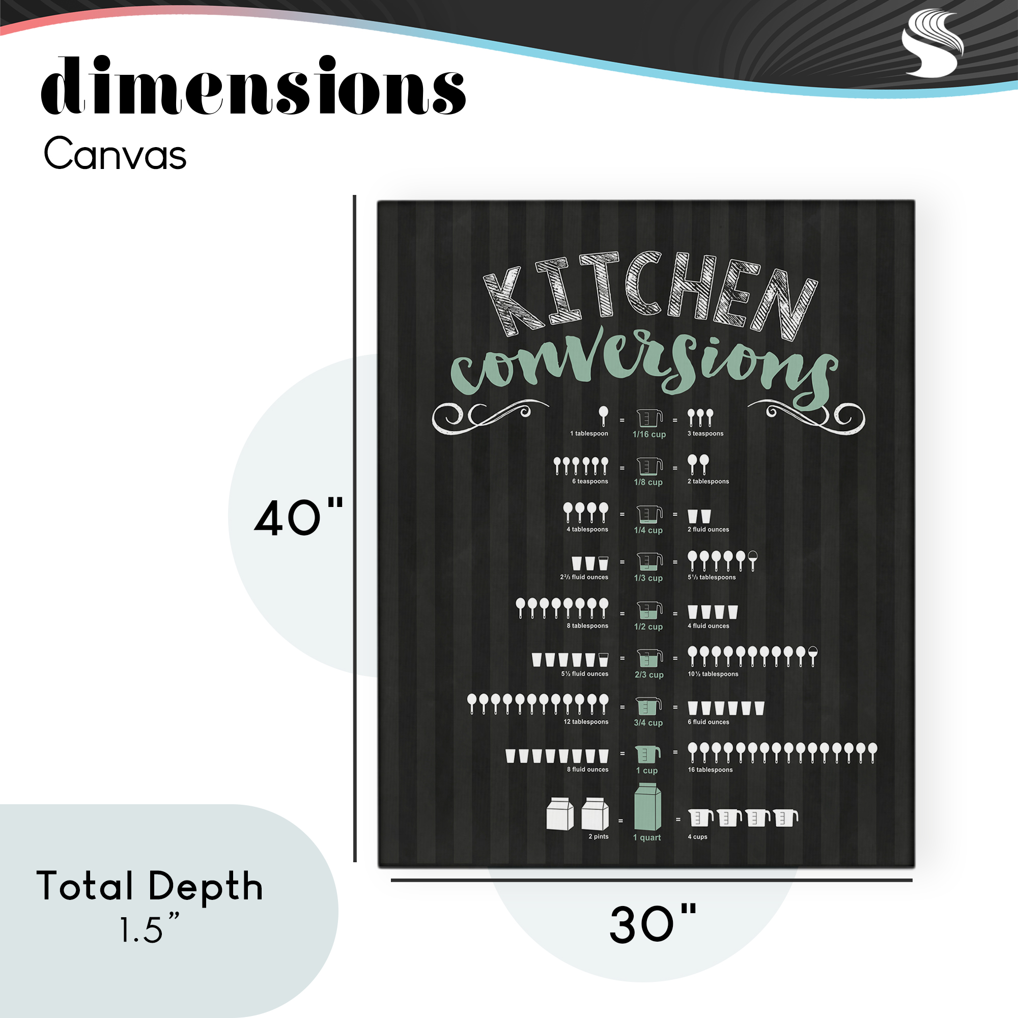 Kitchen Conversions Black & Green Canvas Wall Art, design by Lettered and Lined