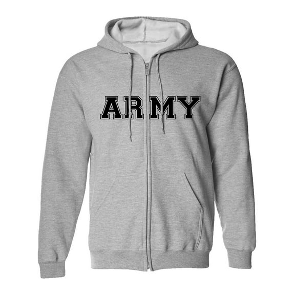 Athletic Army Full-Zip Hooded Sweatshirt in Gray