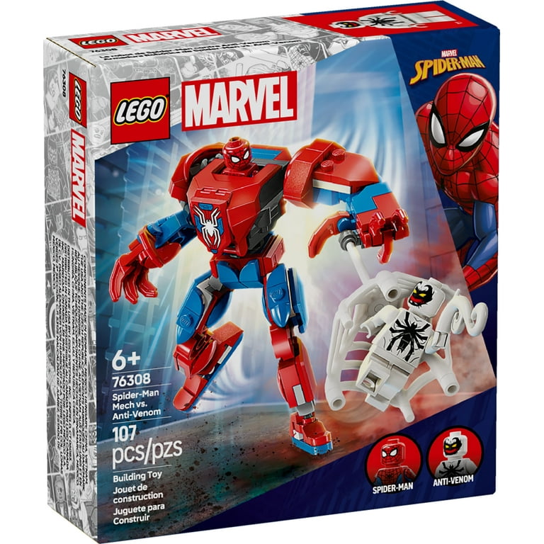 LEGO Spider-Man Mech vs Anti-Venom Building Toy Set for Kids Ages