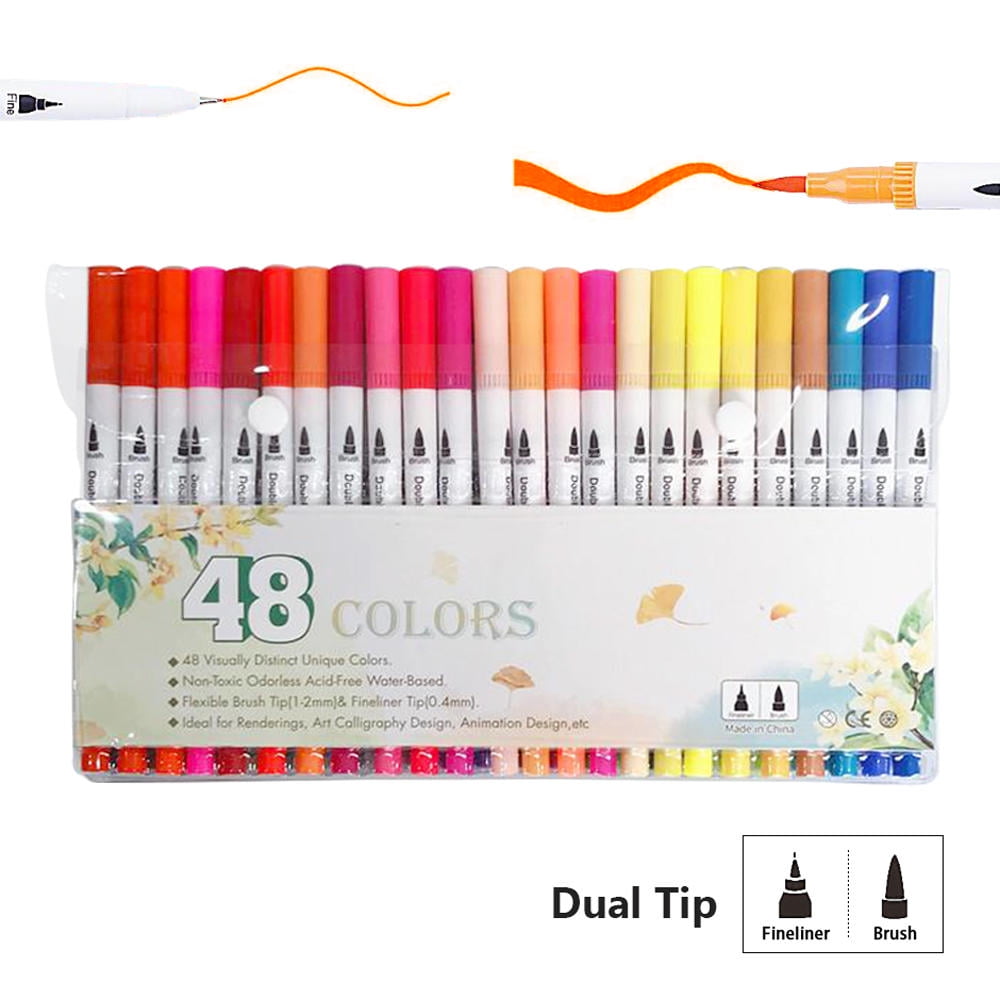 24 Feutres Aquarelle Double Pointe – Marqueurs Brush Pen – FURNIZONE