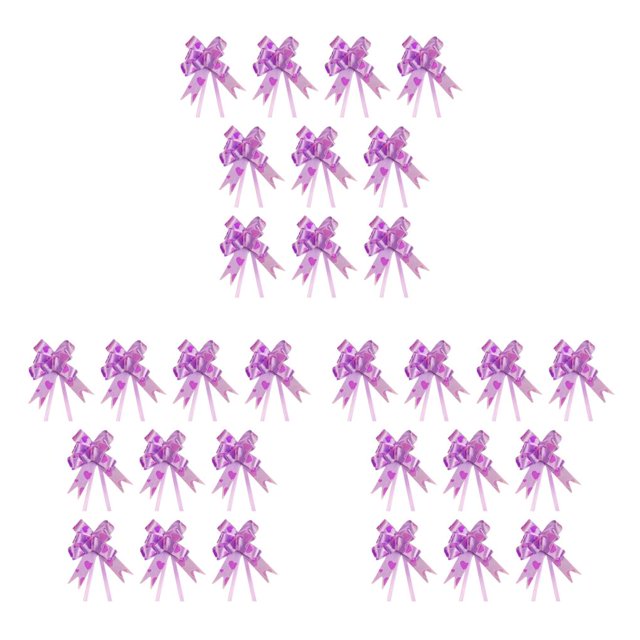 Ounissouiy 10 piezas Bow Pull Decor Festive Packing Crafts Ligero Hand-Pulled Flower Wedding Christmas Car Heart / Light Purple Type1 NO1