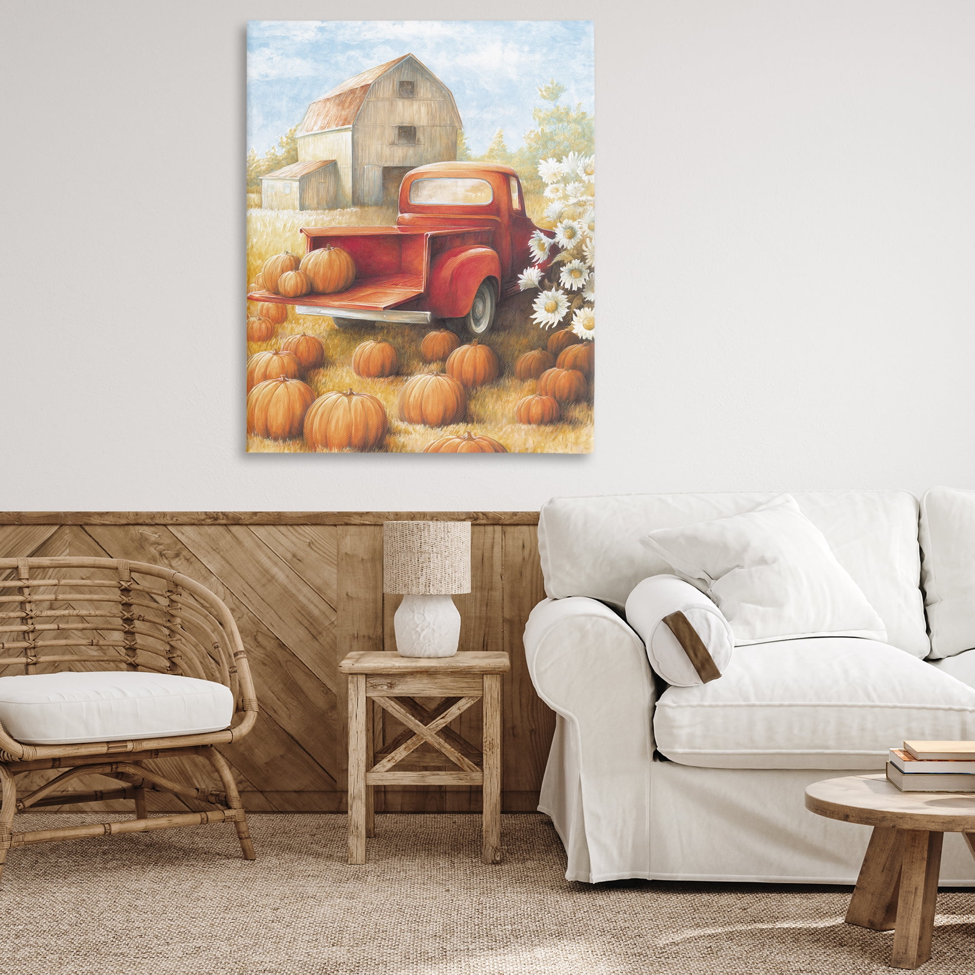 Stupell Industries Pumpkin Harvest Drop Off Landscape Painting Gallery Wrapped Canvas Art Print Wall Art, 36 x 48