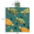 thumbnail image 2 of Turtle Canvas Picnic Mat Waterproof Foldable Portable Outdoor Beach Blanket Sandproof 60"x80" Blue and White Striped Pattern, 2 of 6