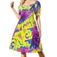 thumbnail image 2 of Vestido de manga corta con estampado retro de Memphis de los años ochenta. Vestidos de mujer, ropa de verano para mujer, vestido holgado de verano, vestidos elegantes., 2 of 7