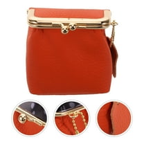 Homoyoyo Orange Small Makeup Pouch for Women, PU Cosmetic Storage Bag, Travel Accessory, 1 Piece