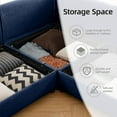 thumbnail image 3 of 75.5'' Deep Seat Chenille L Shape Storage Seat with Ottoman,Cylindrical Backrest & Armrest Design Sectional Couches for Living Room, Office, Apartment - Blue, 3 of 7