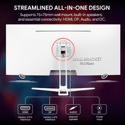 CRUA 34 WQHD 165Hz Utrawide Gaming Monitor,3440x1440 21:9 IPS Gaming Monitor,Build-in Speakers,120% sRGB,AMD FreeSync,HDMI & DP,Wall Mount Mount - White