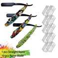 thumbnail image 3 of yeacher Vintage Stainless Steel Shaving Razor with 10 Blades, Multi-Pattern Acrylic Handle, Sky Blue, Green, Black Options, Durable & Multi-Functional Grooming Tool, 3 of 6