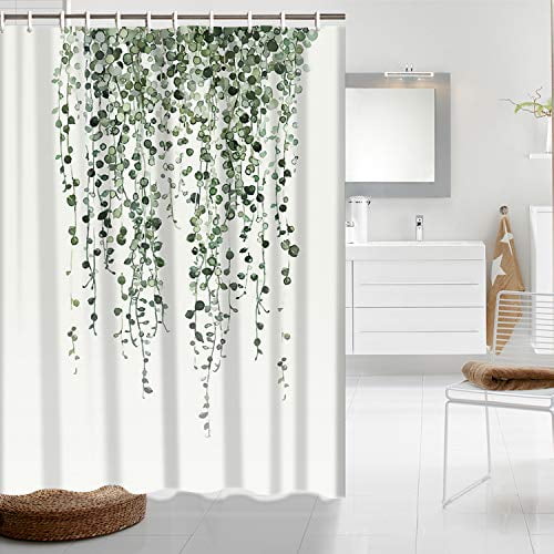Shower Curtain Green Eucalyptus Leaves, Shower Curtains Under 10