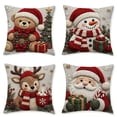 thumbnail image 2 of Christmas Pillow Covers 18x18 Set of 4, Rustic Santa SnowmanTeddy Bear Reindeer Winter Hoilday Decorative Throw Pillow Covers for Home Bedroom Living Room(A), 2 of 8