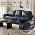 thumbnail image 3 of Tina's Home Genuine Leather Sofa with Rolled Arms and Nailhead Trims for Living Room, NAVY, 3 of 7