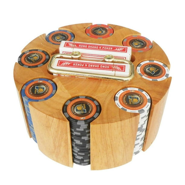 TureClos Poker Chip Set Wooden Poker Turntable Largecapacity Rotatable