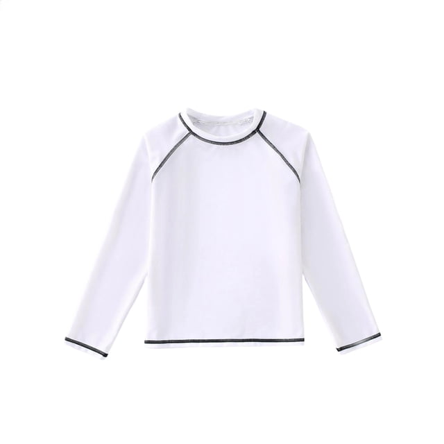 Long Sleeve Sun Protection Shirt for Boys, UPF 50+ Rash Guard with Breathable Fabric for Swim and Beach, Solid Color Quick-Dry Top for Kids