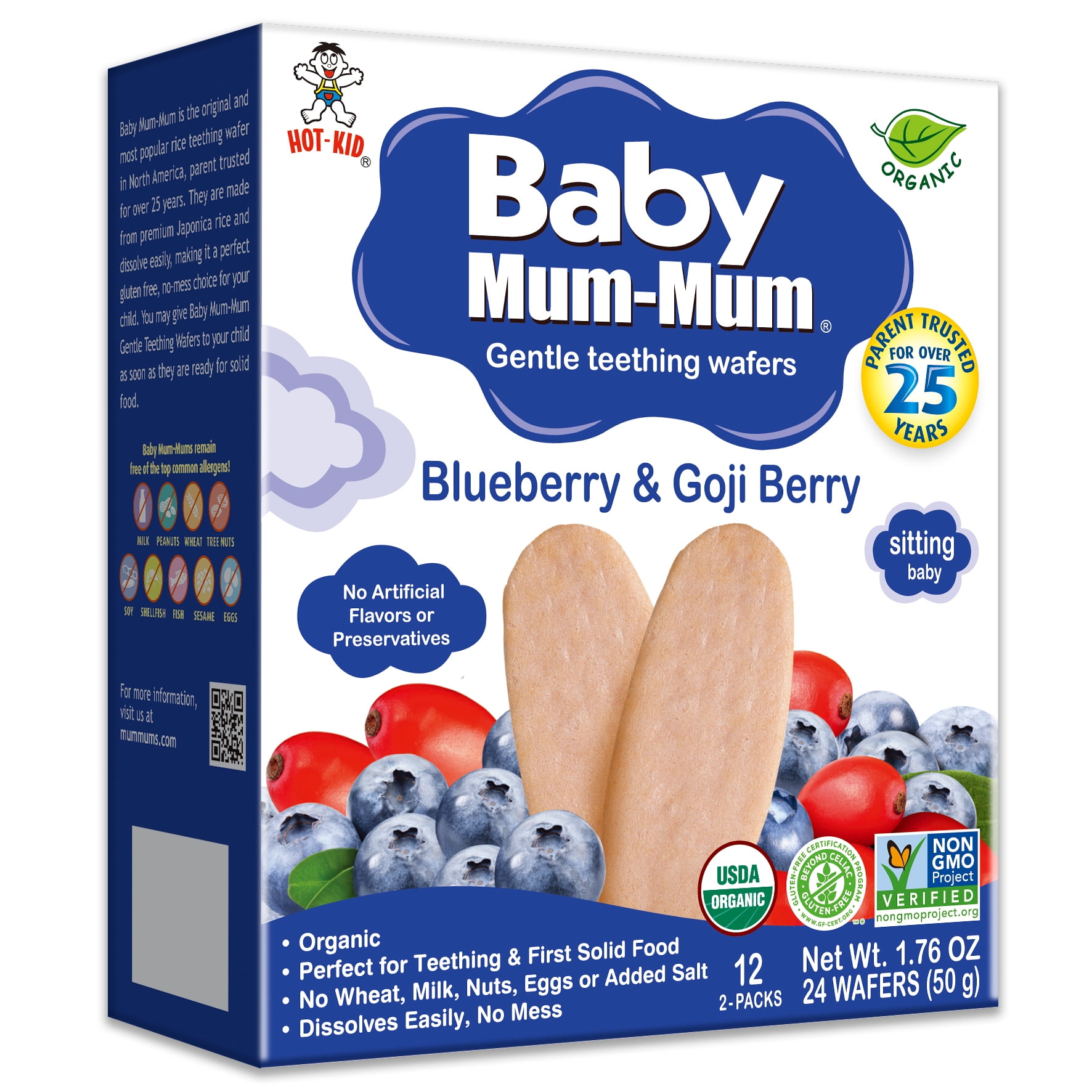 Baby Mum-Mum Rice Rusks, Organic Blueberry & Goji (24 Pack)