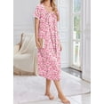 thumbnail image 4 of KISSGAL Nightgowns for Women Button Front Henley Neck House Dress Short Sleeve Soft Pajamas Dress Sleepwear, 4 of 8