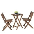 thumbnail image 2 of 3-Piece Acacia Wood Bistro Set, Wooden Folding Patio Furniture for Garden Backyard Balcony Porch w/ 1 Coffee Table and 2 Foldable Chairs, Natural Stained, 2 of 5