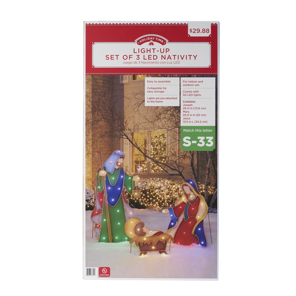 Holiday Time LightUp LED Nativity, Set of 3