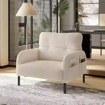 Modern Accent Chair,Armchair,Corduroy Fabric Sofa Chairs,Upholstered Armchair for Living Room,Bedroom,Office,Beige