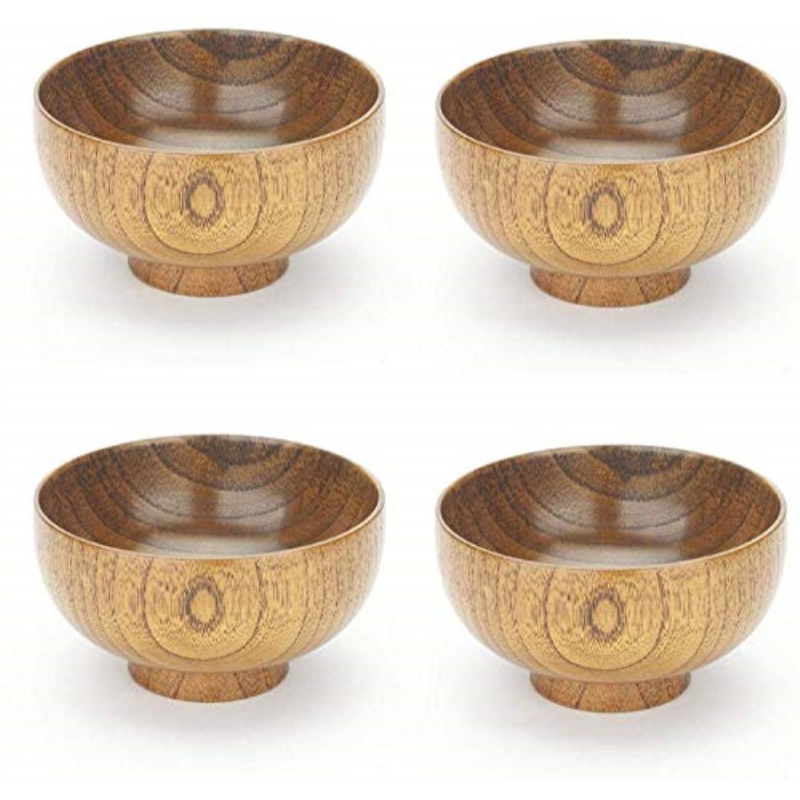 JapanBargain 1653x4, Wooden Miso Soup Bowl Japanese Zen Style Rice