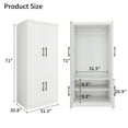 thumbnail image 2 of GraceGrove Armoire Wardrobe Closet with 2 Doors, 71" High Bedroom Wardrobe Closet with 2 Storage Cabinets, White Clothes Wardrobe Cabinet for Bedroom, Wooden Wardrobe Cabinet Closet, Clothes Cabinet, 2 of 7