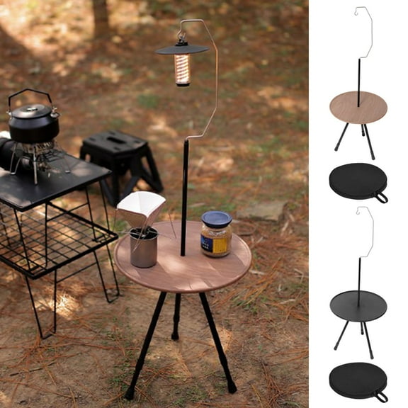 Outdoor Aluminum Folding Table, Portable Height-adjustable round Coffee Table for Camping, Dining, Outdoor Use, Black, 1 Pc, by Ihhxbs