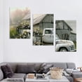 thumbnail image 4 of nygtbtfer Rustic Farmhouse Barn Framed Misty Countryside Field Landscape Painting Rusty Old Truck Loaded With Flowers Picture Prints for Bedroom Living Room Office Decor 12x16x3pcs, 4 of 4