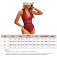 thumbnail image 4 of Mujeres traje de baño Deep V Masajeadores cuello cruzando Correas espalda malla empalme una pieza con almohadillas pecho rojo XL, 4 of 4