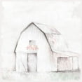 thumbnail image 2 of White Ladder 20x20 Gold Ornate Wood Framed with Double Matting Museum Art Print Titled - Pastel Barn, 2 of 4