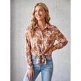 thumbnail image 6 of Floral Button Down Shirts for Women Floral Print Blouse Casual Dressy Long Sleeve Boho Tops, 6 of 8