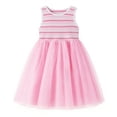 thumbnail image 3 of HILEELANG Toddler & Little Girls Striped Ribbed Tulle Dress, Blush Pink Sleeveless Summer Party Dress, 2T-7T, 3 of 10