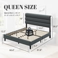 thumbnail image 3 of Bolvdo Queen Bed Frame with Velvet Upholstered Headboard, Metal Support, No Box Spring Needed, Noise Free, Easy Assembly, Grey, 3 of 8