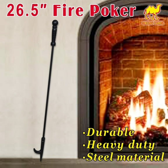 Strong Camel Extra Long Black Steel Fireplace Tool