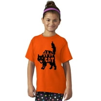 Vintage Halloween Scaredy Cat Cute Girls Kids T Shirt Tees Teen Brisco Brands XS