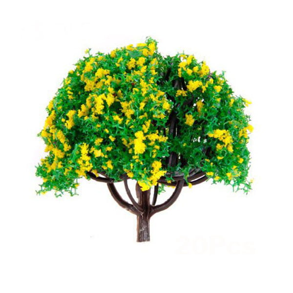 PIXNOR 20pcs Trees Model with Yellow Flowers Train Scenery Landscape 1:100