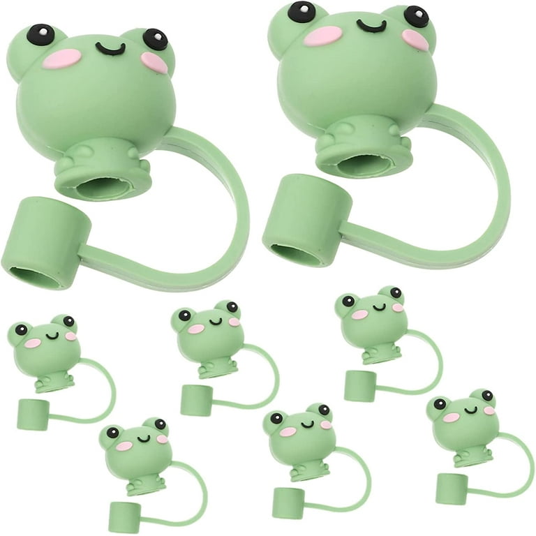 Silicone Frog Straw Cover - 12 Pack Cute Reusable Drinking Straw Caps Lids Dust-proof Straw Plugs for Straw Tips for Home Kitchen Accessories (Frog