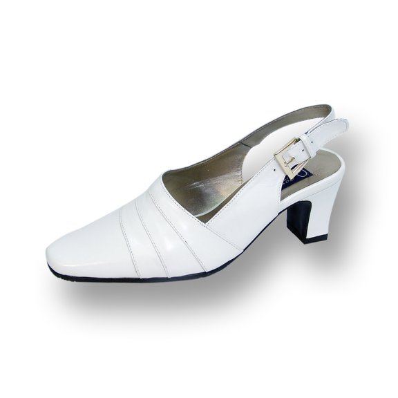 Susie Women Wide Width Leather Slingback Pump WHITE 5.5