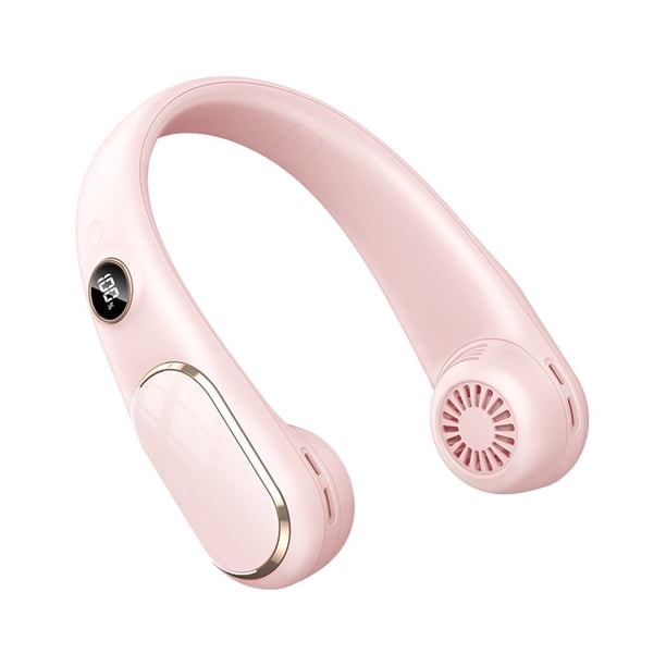 Kearding Ventilador con pantalla LED USB 2400mAh 4 velocidades Ventiladores de refrigeración de aire ajustables sin aspas Personal Cool Home Electrodomésticos Rosa