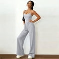 thumbnail image 4 of Jumpsuits for Women Sleeveless Spaghetti Strap Womens Jumpsuit One Piece Wide Leg Summer Romper With Pockets Light Gray 2XL, 4 of 5