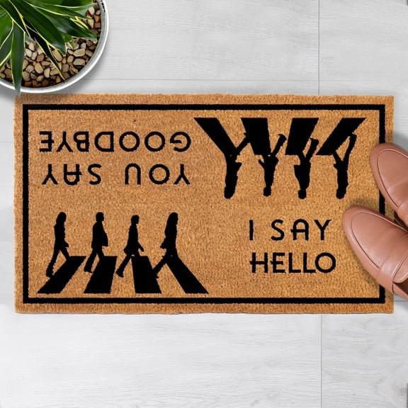 MAINEVENT I Say Hello You Say Goodbye Doormat 30x17 Inch, Outdoor Welcome Mat for Outside
