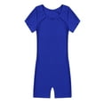 thumbnail image 2 of Sinleey Girls Boys Short Sleeves Ballet Dance Unitard Leotard Stretchy Gymnastics Athletic Biketards Blue 12, 2 of 7
