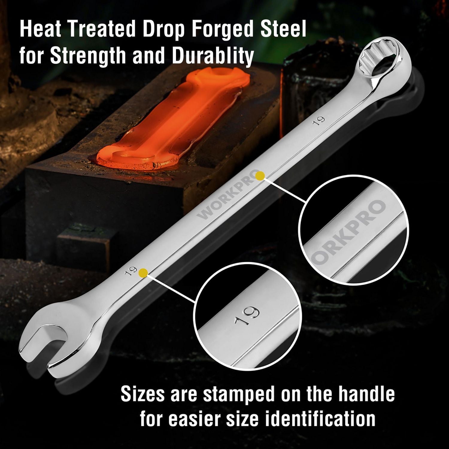 WorkPro Jeu de clés Métriques - 9 Pièces Finition chromée miroir